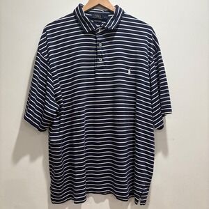Polo Ralph Lauren Short Sleeve Polo Pima Soft Touch‎ Blue White Stripe Men 3XB